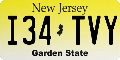 NJ license plate I34TVY