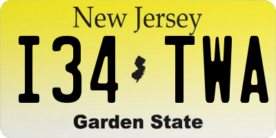 NJ license plate I34TWA