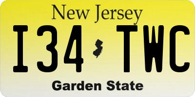 NJ license plate I34TWC