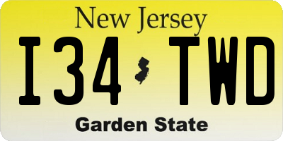 NJ license plate I34TWD