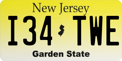 NJ license plate I34TWE