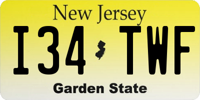NJ license plate I34TWF