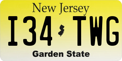NJ license plate I34TWG