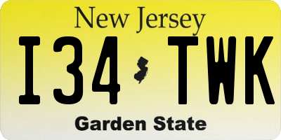 NJ license plate I34TWK
