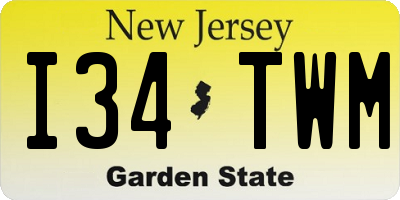 NJ license plate I34TWM