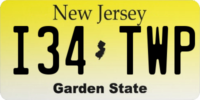 NJ license plate I34TWP