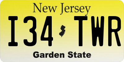 NJ license plate I34TWR