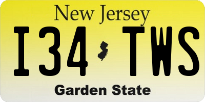 NJ license plate I34TWS