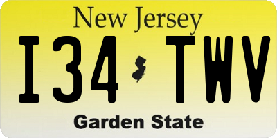 NJ license plate I34TWV