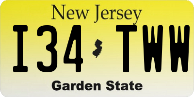 NJ license plate I34TWW