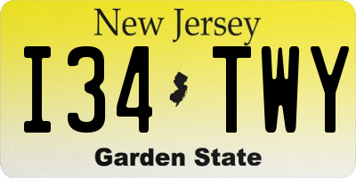 NJ license plate I34TWY