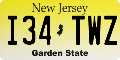NJ license plate I34TWZ