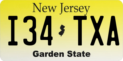 NJ license plate I34TXA