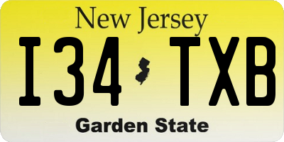 NJ license plate I34TXB