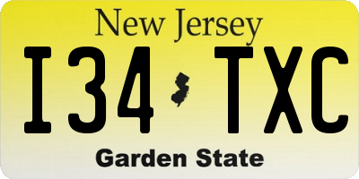 NJ license plate I34TXC