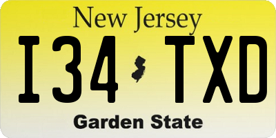 NJ license plate I34TXD