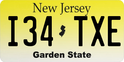 NJ license plate I34TXE