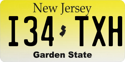 NJ license plate I34TXH