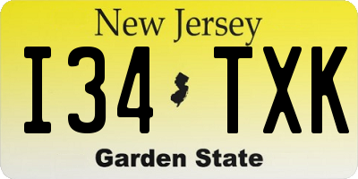 NJ license plate I34TXK