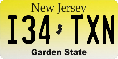 NJ license plate I34TXN