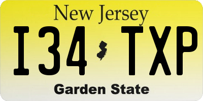 NJ license plate I34TXP