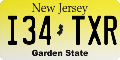 NJ license plate I34TXR