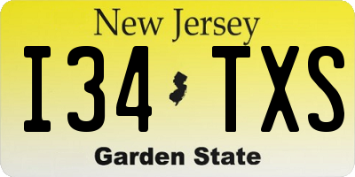 NJ license plate I34TXS