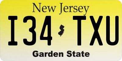 NJ license plate I34TXU