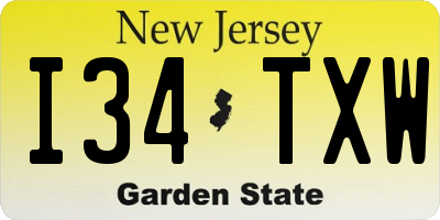 NJ license plate I34TXW