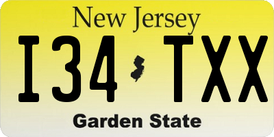 NJ license plate I34TXX