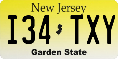 NJ license plate I34TXY