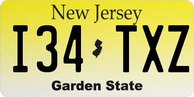 NJ license plate I34TXZ