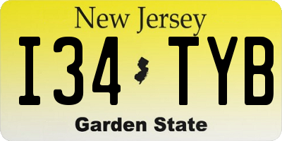 NJ license plate I34TYB