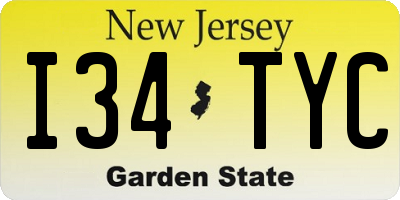 NJ license plate I34TYC