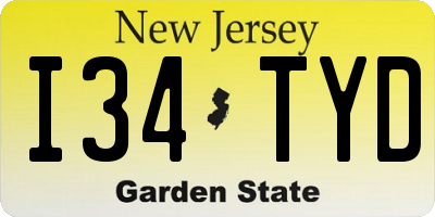 NJ license plate I34TYD