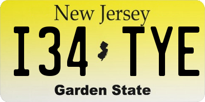 NJ license plate I34TYE