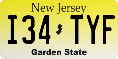 NJ license plate I34TYF