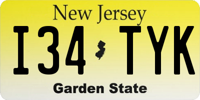 NJ license plate I34TYK