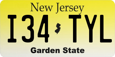 NJ license plate I34TYL
