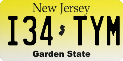 NJ license plate I34TYM
