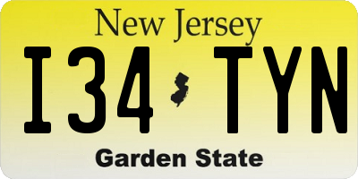 NJ license plate I34TYN