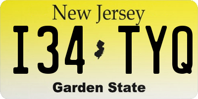 NJ license plate I34TYQ