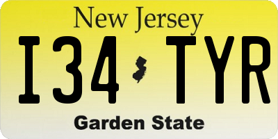 NJ license plate I34TYR