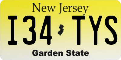 NJ license plate I34TYS