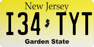 NJ license plate I34TYT