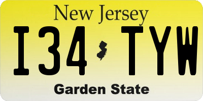 NJ license plate I34TYW