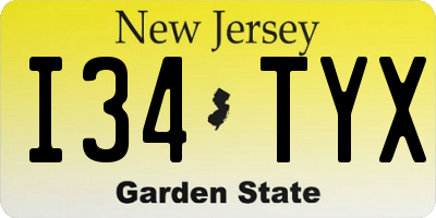 NJ license plate I34TYX