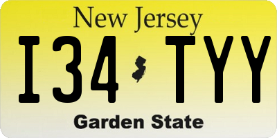 NJ license plate I34TYY