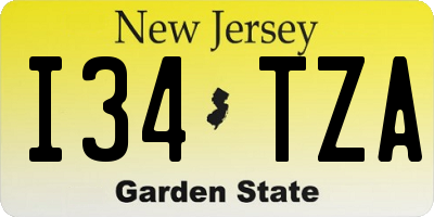 NJ license plate I34TZA