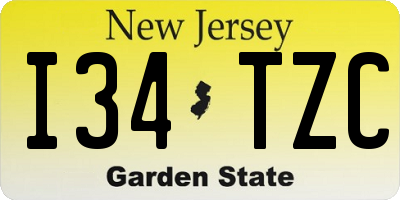 NJ license plate I34TZC